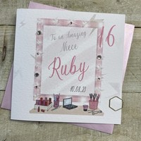 PERSONALISED - MIRROR WITH BULBS & MAKEUP - NIECE, ANY AGE (P22-53-N)