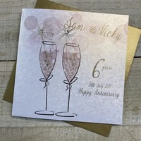 PERSONALISED WEDDING ANNIVERSARY  ANY YEAR FLUTES (P23-6-A)
