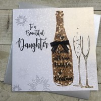 DAUGHTER - BOTTLE OF FIZZ - LARGE CHRISTMAS CARD (XF1-D)