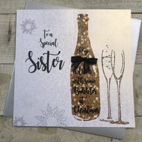 SISTER - BOTTLE OF FIZZ - LARGE CHRISTMAS CARD (XF1-S)