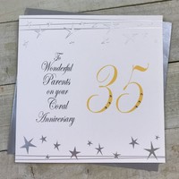 Wonderful Parents  Large 35th Anniversary Card (Big Twist Range, Silver) (XF35WP)