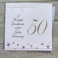 Grandparents  Large 50th Anniversary Card (Big Twist Range, Silver) (XF50GP)