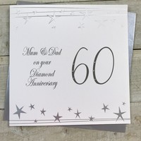 Happy 60th Anniversary Mum & Dad Handmade Cards-Diamond Anniversary-by WHITE COTTON CARDS XF60M (XF60M)