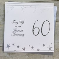 Wife  Large 60th Anniversary Card (Big Twist Range, Silver) (XF60W)