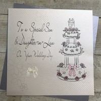 Son and Daughter-in-Law on Your Wedding Day Handmade Large Wedding Card (Xlbd7)