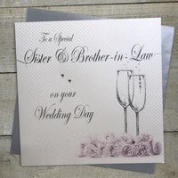 Sister & Brother-in-law Flutes & Flowers Large Wedding Card (XLL236)