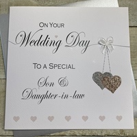 Son & Daughter-in-law, Hanging Hearts Large Wedding Card (XLL73-sd)