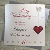 Daughter & Son-in-law Large Anniversary Card, Hanging Hearts Design (XLLa40D)