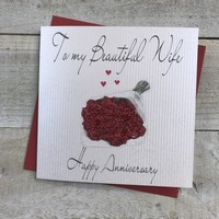 Beautiful Wife Happy  Anniversary Large Card - RedRoses (XLWB47-)