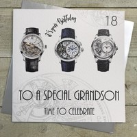 Grandson 18 Time to Celebrate, Watches Large 18th Birthday Card (XMT36-GS18)
