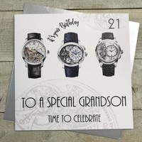 Grandson 21 Time to Celebrate, Watches Large 21st Birthday Card (XMT36-GS21)