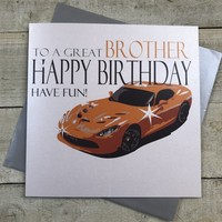 Orange Sports Car, to a Brother Large Birthday Card (XN75-)