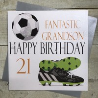 Grandson Football & Boots 21st Large Birthday Card (XNA21GS)