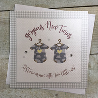 NEW TWINS - SILVER BABY GROW  ( SS217)