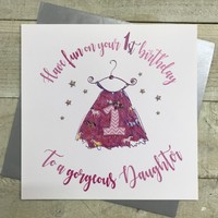 Daughter Pretty Unicorn Dress 1st Large Birthday Card (XR31-1)