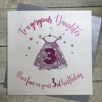 Daughter Pretty Rainbow Dress 3rd Large Birthday Card (XR31-3)