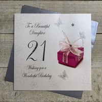DAUGHTER AGE 21 RED PRESSIE LARGE CARD (XDS21-SALE)