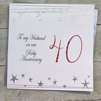 Husband Large 40th Anniversary Card (Big Twist Range, Ruby) (XF40H)