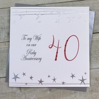 Wife Large 40th Anniversary Card (Big Twist Range, Ruby) (XF40W)