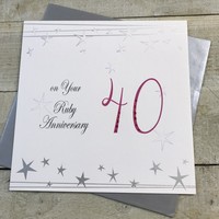 40, Handmade Large 40th Anniversary Card (Big Twist Range, Ruby) (XF40Y)