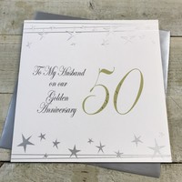 Husband Large 50th Anniversary Card (Big Twist Range, Golden) (XF50H)