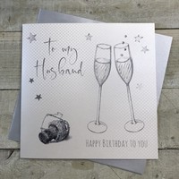 Husband Large Birthday Card Champagne Glasses (XLWB16)