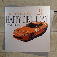 Large 21st Birthday Card (Orange, Sports Car) (XN62-21)