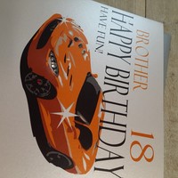 Brother Large 18th Birthday Card (Orange,Sports Car) (XN75-18)