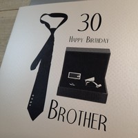 Brother Large 30th Birthday Card Tie & Cufflinks (XSBC30-B)