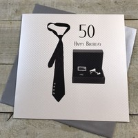 Large 50th Happy Birthday Card (Tie & Cufflinks) (XSBC50)