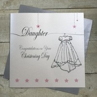 Daughter Sparkly Christening Gown, Pink Large Christening Card (XLL233)