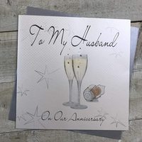 Husband Large Anniversary Card Champagne Glasses (WB43 & XLWB43)