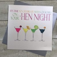 It's Time to Celebrate, Handmade Hen Night/Party Card (Neon Cocktails) (XMN39)