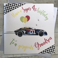 Grandson 4th Large Birthday Card Racing Car  (XR42-4GS)