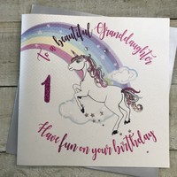 Granddaughter 1 Large Birthday Card Unicorn & Rainbow  (XR58-1GD)