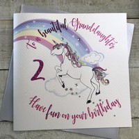 Granddaughter 2 Large Birthday Card Unicorn & Rainbow handmade by White Cotton Cards XR58-2GD (XR58-2GD)
