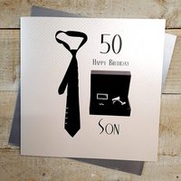 Son Large 50th Birthday Card Tie & Cufflinks (XSBC50-S)
