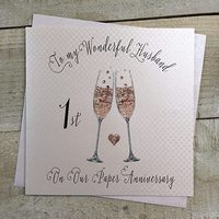 Happy 1st Anniversary Wonderful Husband Card Wedding Paper Champagne Glasses (XSS262P)