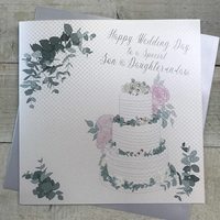 SON & DAUGHTER-IN-LAW - WEDDING CAKE & GREENERY, LARGE WEDDING CARD (XVN154-SD)