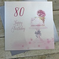 80th Large Birthday Card, Vintage Cake Design (XVN57-80)