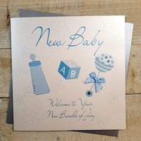 Welcome Bundle of Joy, New Baby Large Card (Blue Rattle Design) (XWB149)