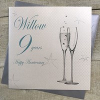 9TH WILLOW ANNIVERSARY - CHAMPAGNE FLUTES  (BD109)