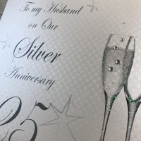 HUSBAND 25TH SILVER ANNIVERSARY - CHAMPAGNE FLUTES (BD125-H)