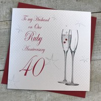 HUSBAND 40TH RUBY ANNIVERSARY - CHAMPAGNE FLUTES (BD140-H)