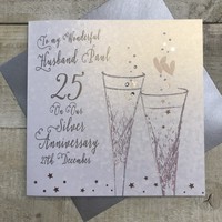 PERSONALISED - HUSBAND SILVER ANNIVERSARY FLUTES (P19-A25-H)