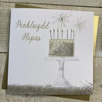 WELSH - PENBLWYDD HAPUS (HAPPY BIRTHDAY) CAKE & SPARKLERS (W-D129)