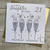 DAUGHTER AGE 21 - SILVER SPARKLER FLUTES (D122)