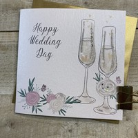 WEDDING CARD - FLUTES & FLOWERS (D19)