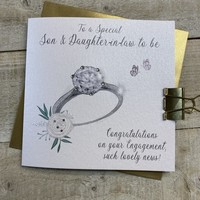 SON & DAUGHTER IN LAW TO BE ENGAGEMENT CARD - RING & FLOWER (D26)