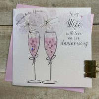 WIFE ANNIVERSARY CARD - PINK SPARKLER FLUTES (D39 & XD39)